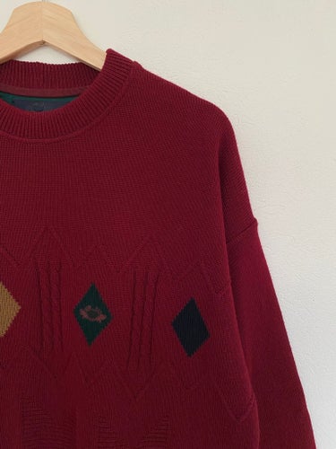 Vintage 1990 IL GRANCHIO röd tröja, ull, Made in Italy M-L