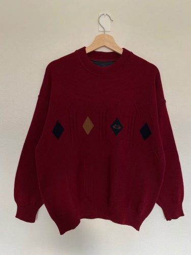 Vintage 1990 IL GRANCHIO röd tröja, ull, Made in Italy M-L