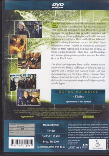 DVD / Mindhunters / Val Kilmer, Christian Slater, LL Cool J / Nära nyskick!