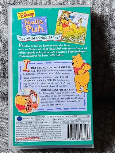 NALLE PUH : DET STORA HONINGSRÅNET ,- SVENSK TAL - VHS .