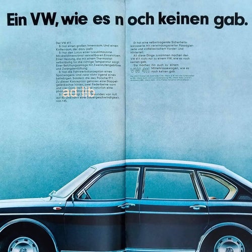 VOLKSWAGEN VW 411, STOR REKLAMANNONS 1968