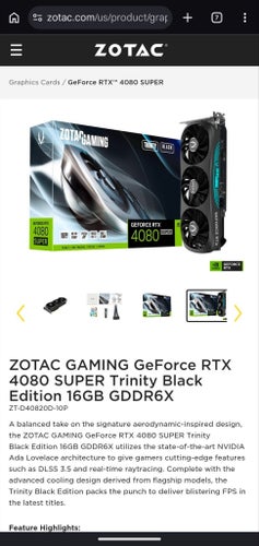 ZOTAC GAMING GeForce RTX 4080 SUPER Trinity Black Edition 16GB GDDR6X