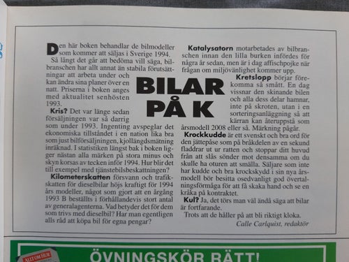 Alla bilar 1994 - bilkatalogen med årets alla bilar, från Teknikens Värld
