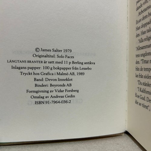 Längtans branter av James Salter. Bok. Very Fine plus
