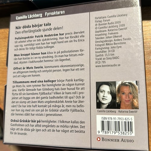 3 st ljudböcker av Camilla Läckberg: Lejontämjaren, Änglamakerskan, Fyrvaktare