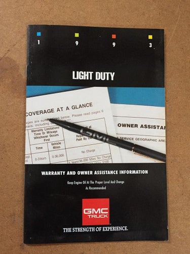 1993 GMC Light Duty Truck Warranty & Owner Assistance Information