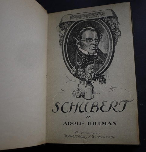 Schubert , av Adolf Hillman , 1922 , halvfranskt bokband med upphöjda bind