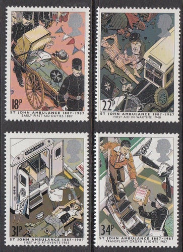England 1987 St John Ambulans Kpl serie postfriskt **
