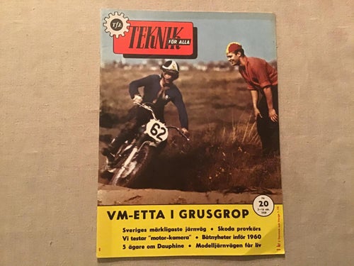 TEKNIK FÖR ALLA NR 20 1959 MOTOCROSS LUNDIN,JÄRNVÄG SÖDERTÄLJE.FLANDRIA MOPED