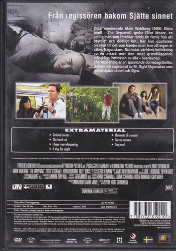 DVD / The Happening / M. Night Shyamalan / Mark Wahlberg / Nära nyskick