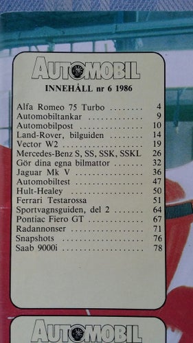 Automobil nr 6 1986: Alfa 75 Turbo, Land Rover guide, Ferrari Testarossa, Fiero
