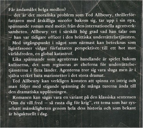 SÅ RUSTA DIG FÖR KRIG - Ted Allbeury (INBUNDEN BOK)