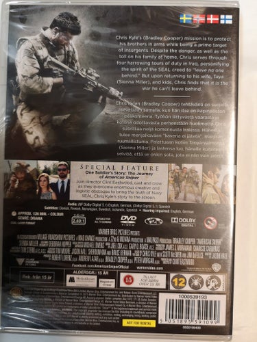 DVD American Sniper Clint Eastwood Bradley Cooper Svensk text INPLASTAD