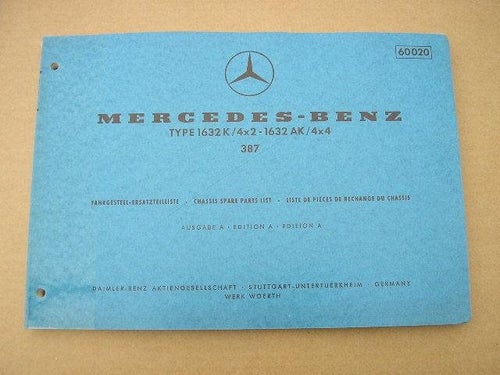 Reservdelskatalog MERCEDES - BENZ Lastbil Type 1632 K ........