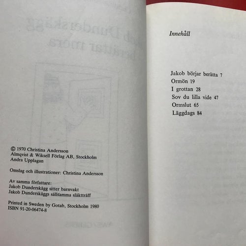 JAKOB DUNDERSKÄGG BERÄTTAR MERA Christina Andersson 1980