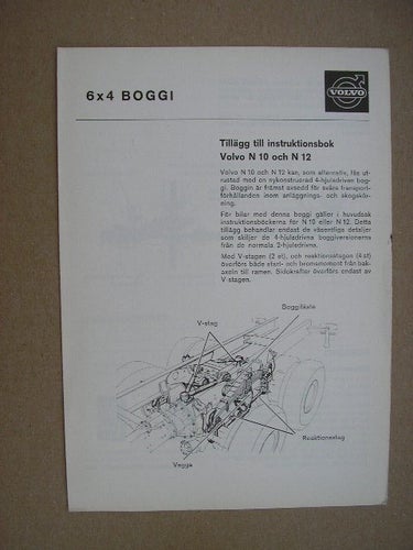VOLVO Tillägg Instruktionsbok Lastbil N10 N12