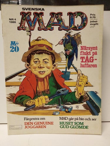 Svenska Mad 1980 nr 4 med Läsebok för joggare. Good Plus