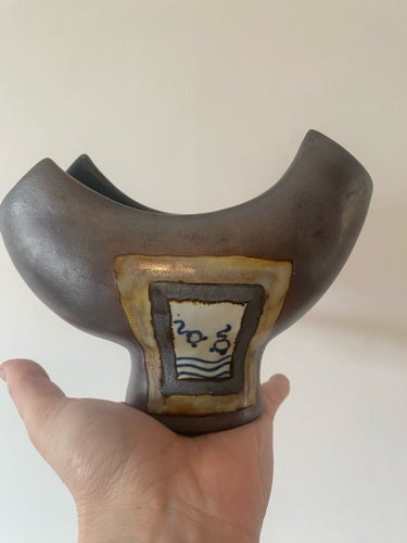 Keramikvas / skål med asiatiskt motiv