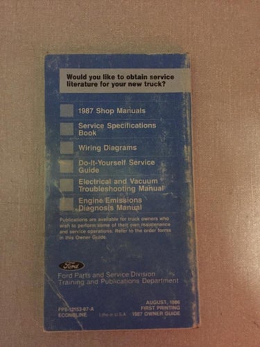1987 Ford Econoline Owner's Guide
