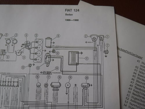 Elschema till Fiat 124 Sedan, 1966-68.