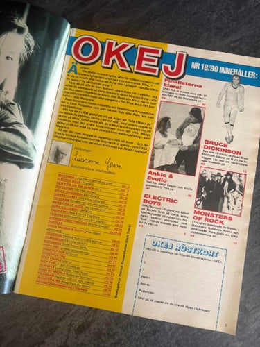 Tidningen OKEJ ! Nr 18 - 1990. TOPPSKICK !!! MED POSTERS !