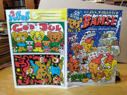 Bamse 1987 nr 12 med 2 julkort på bakomslaget