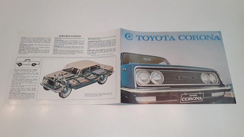 Toyota Corona 4 sidor tryckt 1968 engelsk text