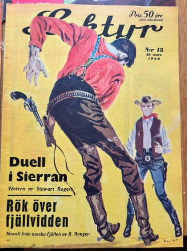6 st Lektyr 1960 Nr 8–13 – Västern, äventyr, serier & färgstarka omslag