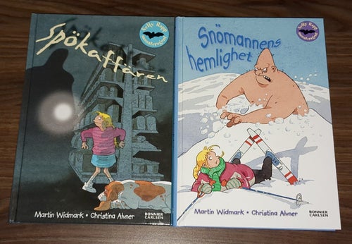 Nelly Rapp 2 böcker, Snömannens hemlighet + Spökaffären, Widmark, Alvner