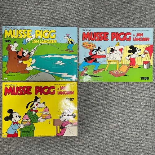Musse Pigg & Jan Långben 3 seriealbum 1985 1986 1987