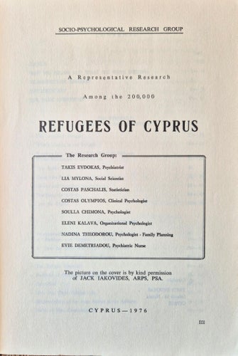 Refugees of Cyprus av Socio-Psychological Research Group, 1976