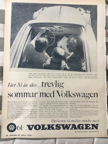 Retro Volkswagen Annons 1961