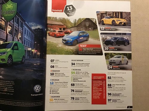 TEKNIKENS VÄRLD NR. 13 2019 LYNK,MERCEDES A ,SKODA SCALA,BMW M3,TOYOTA SUPRA