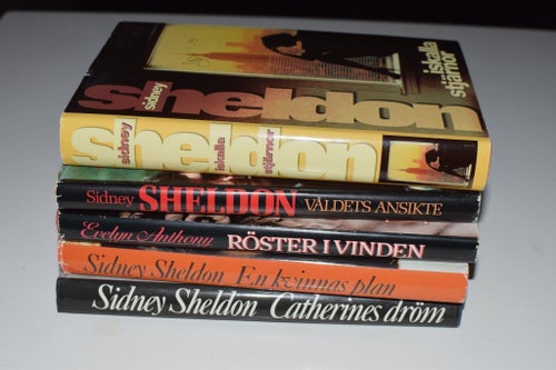 5 st Sidney Sheldon böcker Iskalla stjärnor Våldets ansikte Röster i vinden..