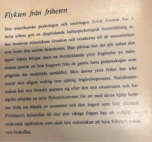 Flykten från friheten av Erich Fromm
