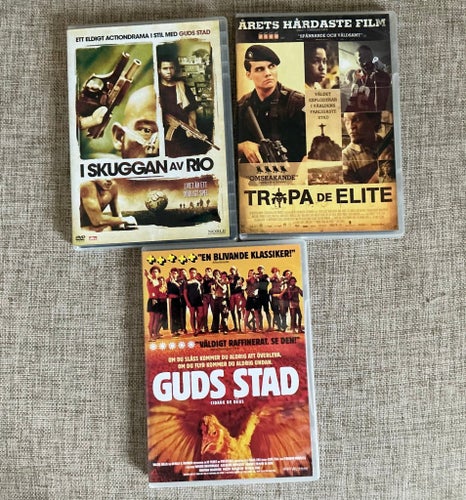 I skuggan av Rio, Tropa de Elite och Guds stad DVD-filmer