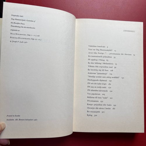 DAG HAMMARSKJÖLD en biografi av Joseph P Lash 1961