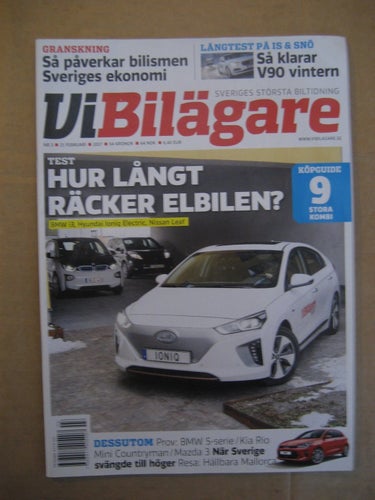 Vi Bilägare Nr:3-2017 (Test BMW i3 / Hyundai loniq Electric / Nissa Leaf, Prov