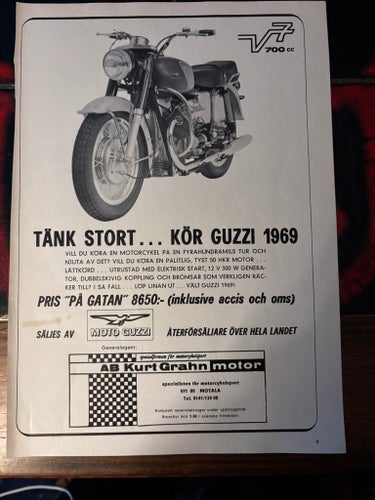 Annons Moto Guzzi V7 700 cc 1969