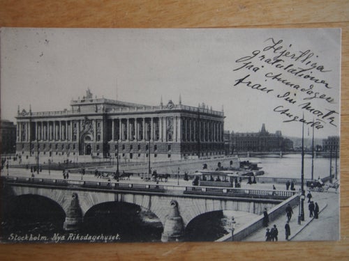 Stockholm Nya Riksdagshuset Spårvagn Skrivet 1907