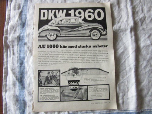 DKW AU1000 1960 Reklam annons AU 1000