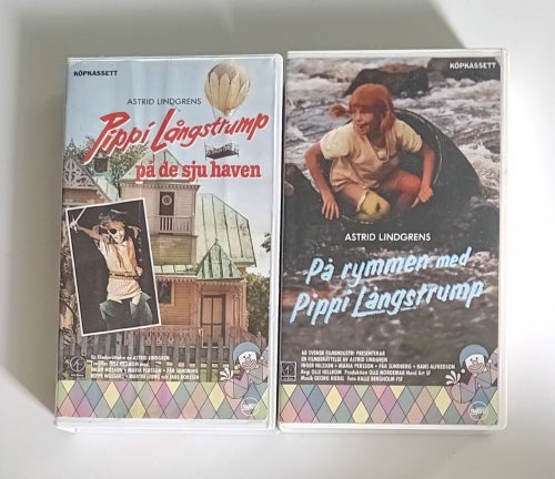 2 Transfer VHS Pippi Långstrump på de sju haven & På rymmen med Pippi Långstrump