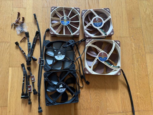 5 st Noctua/Corsair PC-fläktar med tillbehör