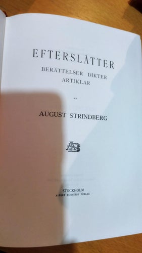 Efterslåtter August strindberg. Bok. Very Fine plus