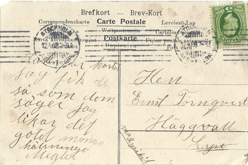 11. Karlslunda prästgård Stämplat Stockholm till Lyse 1908