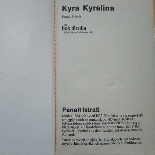 Kyra Kyralina av Panait Istrati. bok. Good plus