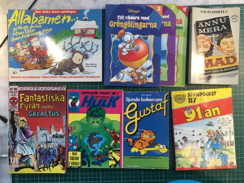Pocket: Alla barnen, Marvel Hulk o FF, Rocky, Snoopy, Gustaf, MAD, Dennis m.fl.