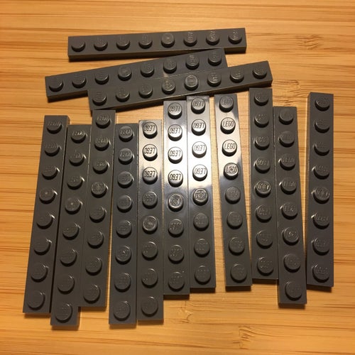 Lego 1x8 platta mörkgrå 14st