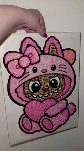 Handgjord gnistrande diamantmålning - Cite Kawaii Cat Monster Wall Decor