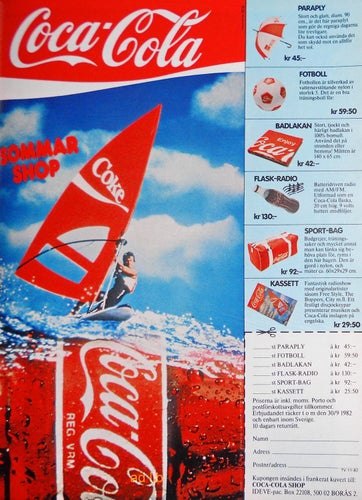 COCA-COLA - COCA-COLA SOMMAR SHOP, TIDNINGSANNONS 1982